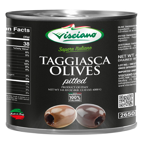 Pitted taggiasca olives in brine